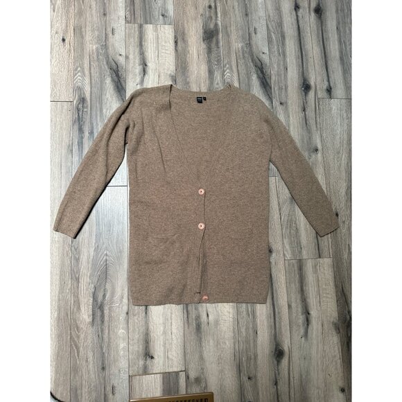 Icône G Tan 100% Wool Button-Up Cardigan Sweater READ - Picture 1 of 7